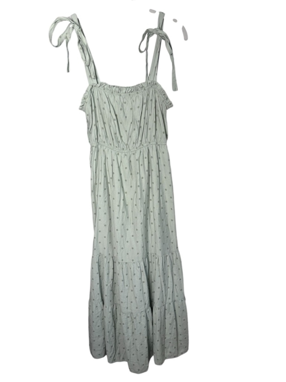 Coffee Bean Green Polka Dot Tiered Ruffle Maxi Dress Size Medium